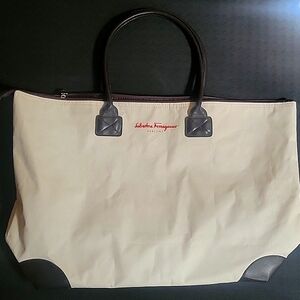 Salvatore Ferragamo Tote Bag Natural Canvas
